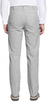 Mens Seersucker Pants - Summer Casual Pinstripe Modern Fit in Color Gray
