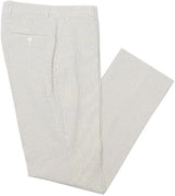 Mens Seersucker Pants - Summer Casual Pinstripe Modern Fit in Color Beige