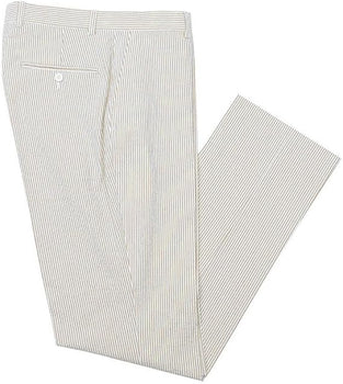 Mens Seersucker Pants - Summer Casual Pinstripe Modern Fit in Color Beige