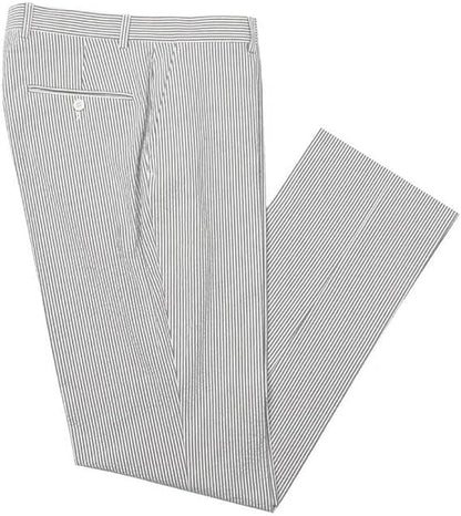 Mens Seersucker Pants - Summer Casual Pinstripe Modern Fit in Color Gray