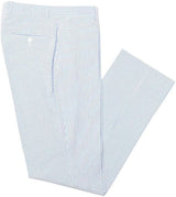 Mens Seersucker Pants - Summer Casual Pinstripe Modern Fit in Color Blue