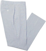 Mens Seersucker Pants - Summer Casual Pinstripe Modern Fit in Color Navy Blue