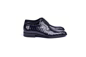 C01507-6291C Croco Print Lace Up Navy - Image 2
