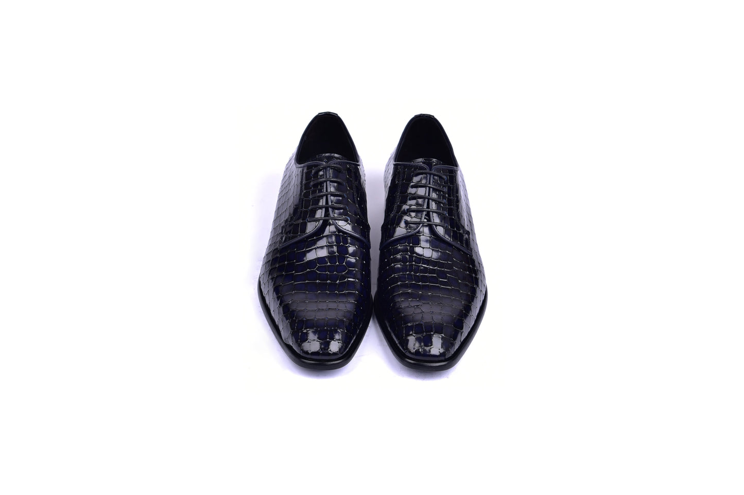 C01507-6291C Croco Print Lace Up Navy - Image 3