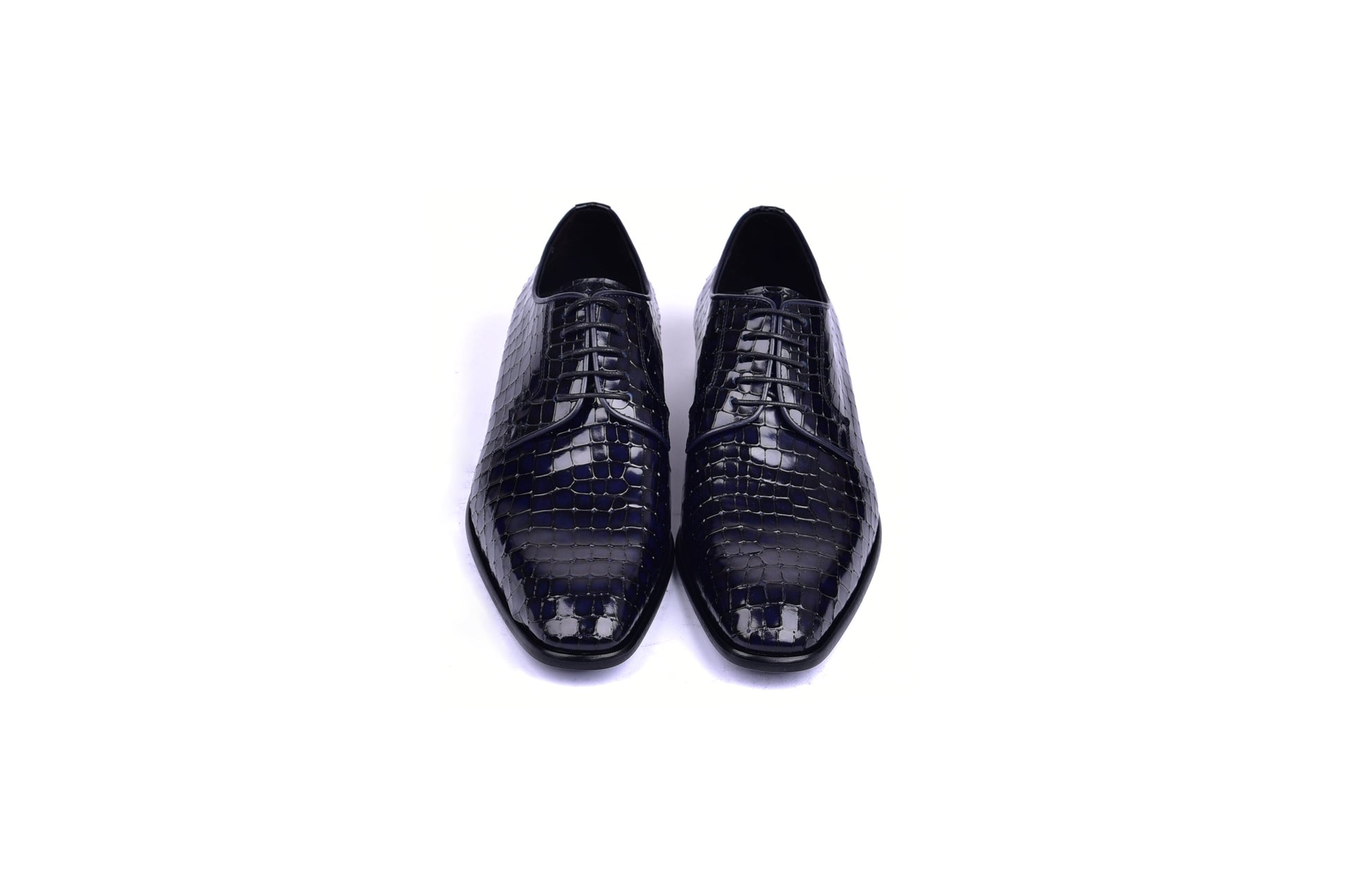 C01507-6291C Croco Print Lace Up Navy - Image 3