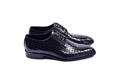 C01505-6291C Croco Print Lace Up Black - Image 2