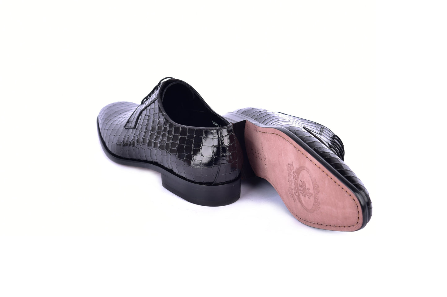 C01505-6291C Croco Print Lace Up Black - Image 4