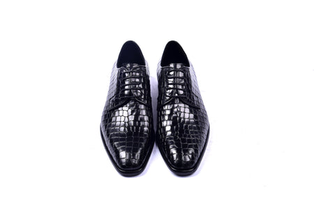 C01505-6291C Croco Print Lace Up Black