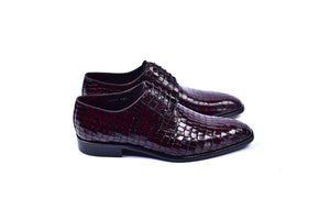 C01506-6291C Croco Print Lace Up Burgundy - Image 2