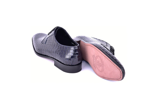 C01507-6291C Croco Print Lace Up Navy - Image 4