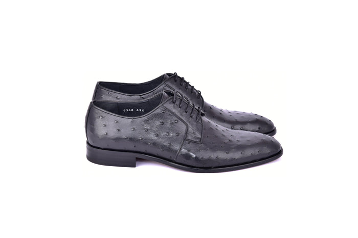 C01502-6348 Genuine Ostrich Black Lace up - Image 2