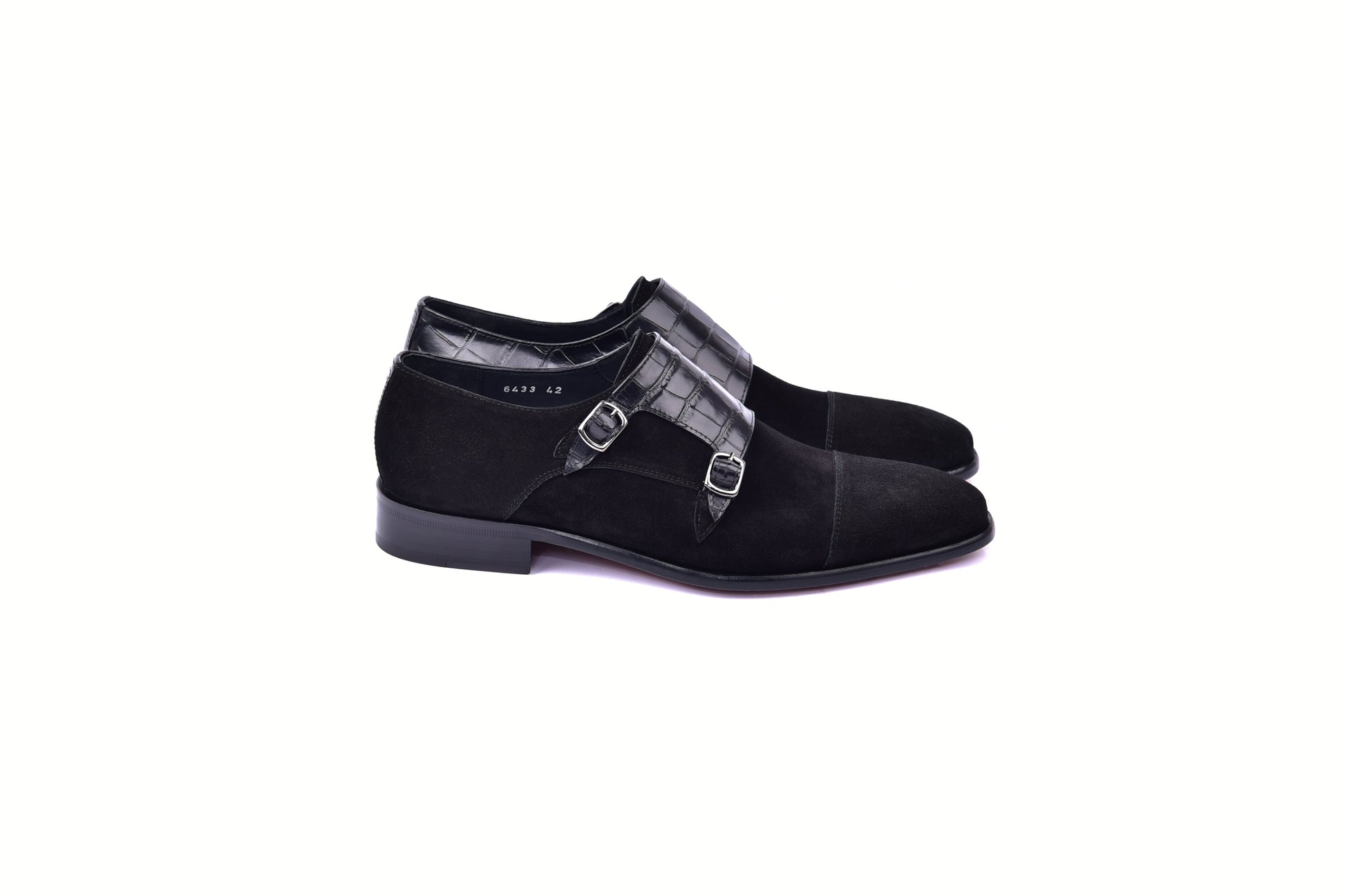C00017-6433 Cap toe Monk strap-Black Suede - Image 2