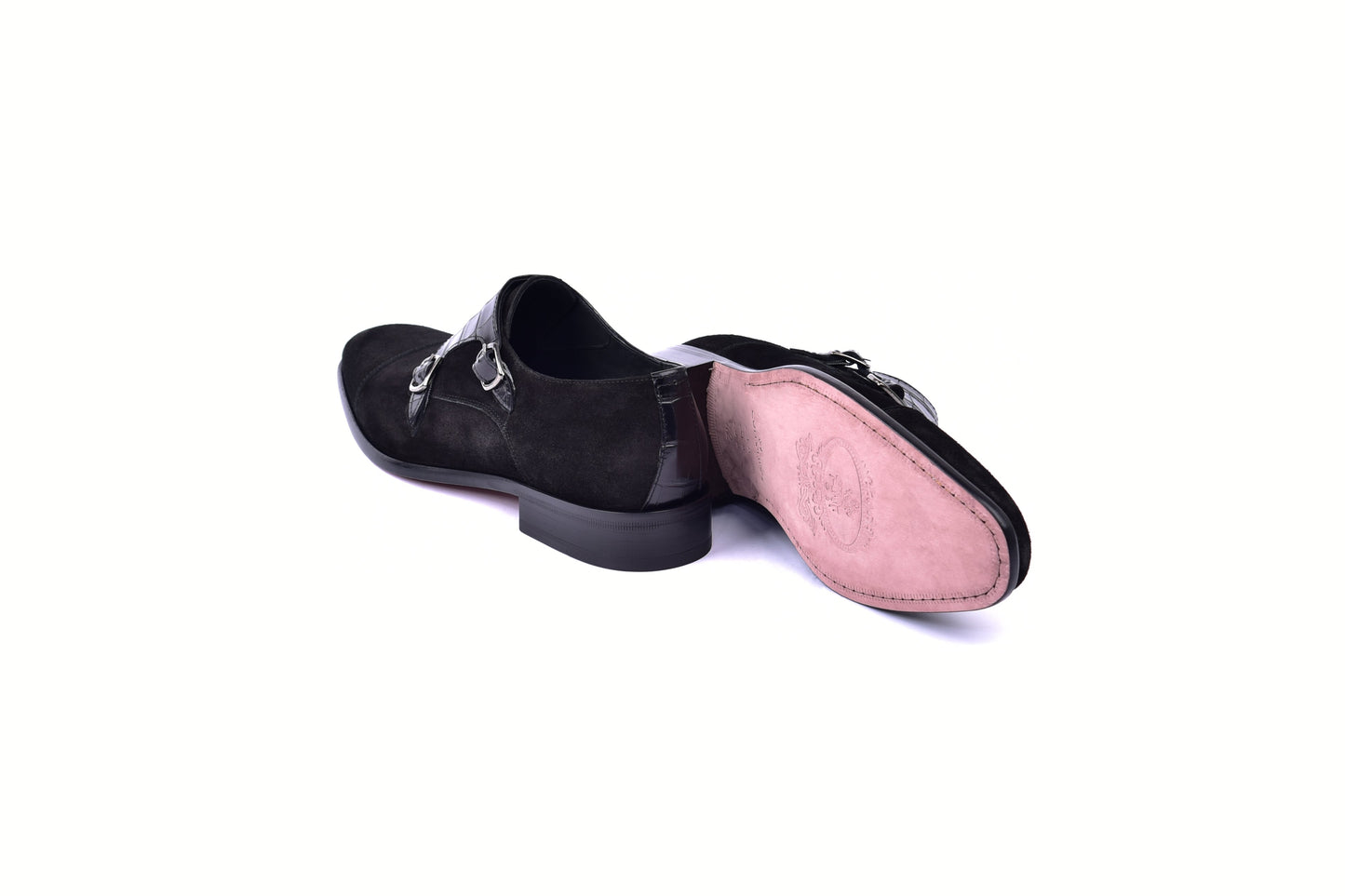 C00017-6433 Cap toe Monk strap-Black Suede - Image 3