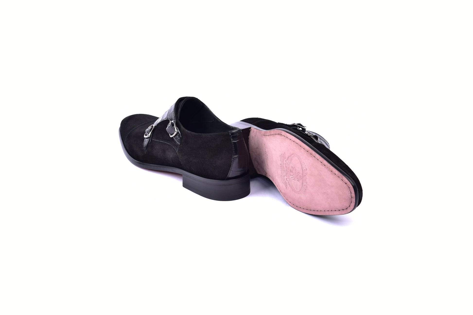 C00017-6433 Cap toe Monk strap-Black Suede - Image 3