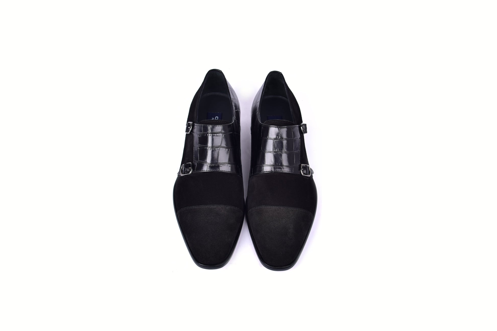 C00017-6433 Cap toe Monk strap-Black Suede - Image 4