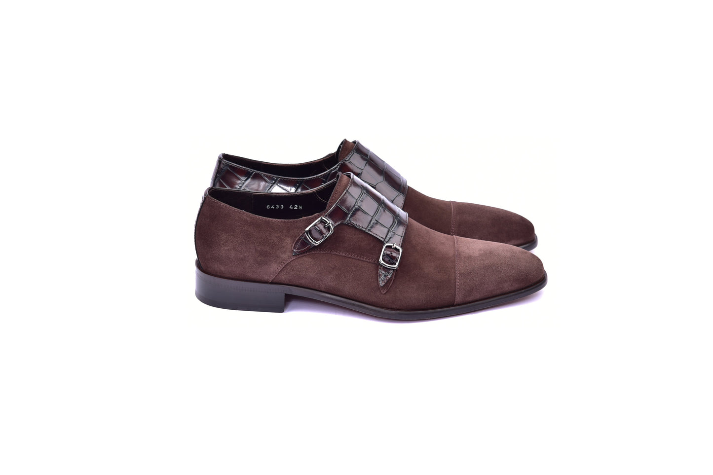 C00016-6433 Cap toe Monk strap-Brown Suede - Image 2