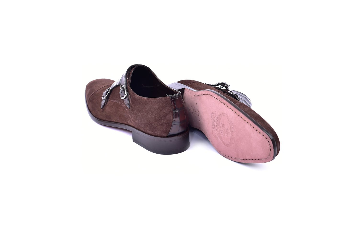 C00016-6433 Cap toe Monk strap-Brown Suede - Image 3