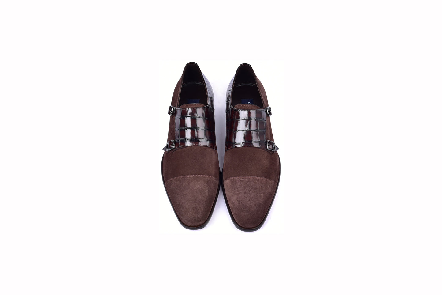 C00016-6433 Cap toe Monk strap-Brown Suede - Image 4