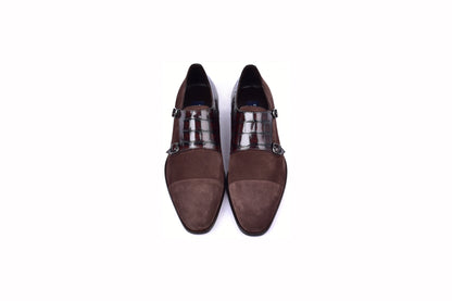 C00016-6433 Cap toe Monk strap-Brown Suede - Image 4