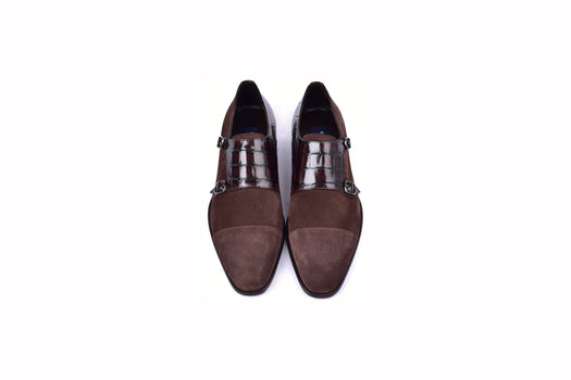 C00016-6433 Cap toe Monk strap-Brown Suede - Image 4