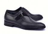 Corrente 6471 Leather Slip-On Monkstrap Shoe - Black - Black - Size 13