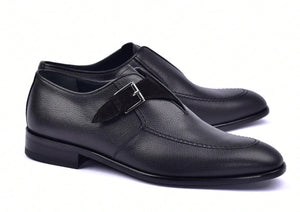Corrente 6471 Leather Slip-On Monkstrap Shoe - Black - Black - Size 13