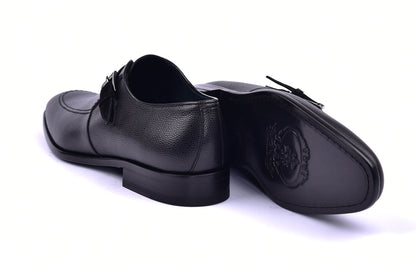 Corrente 6471 Leather Slip-On Monkstrap Shoe - Black - Image 4