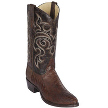 Brown Ostrich Leg Cowboy Boots R-Toe