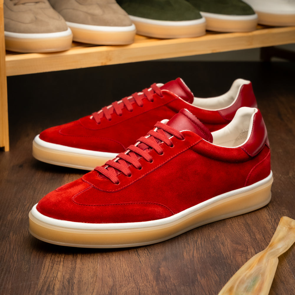 Zelli Gotti Suede & Leather Sneaker in Red | Refined Sporty Style