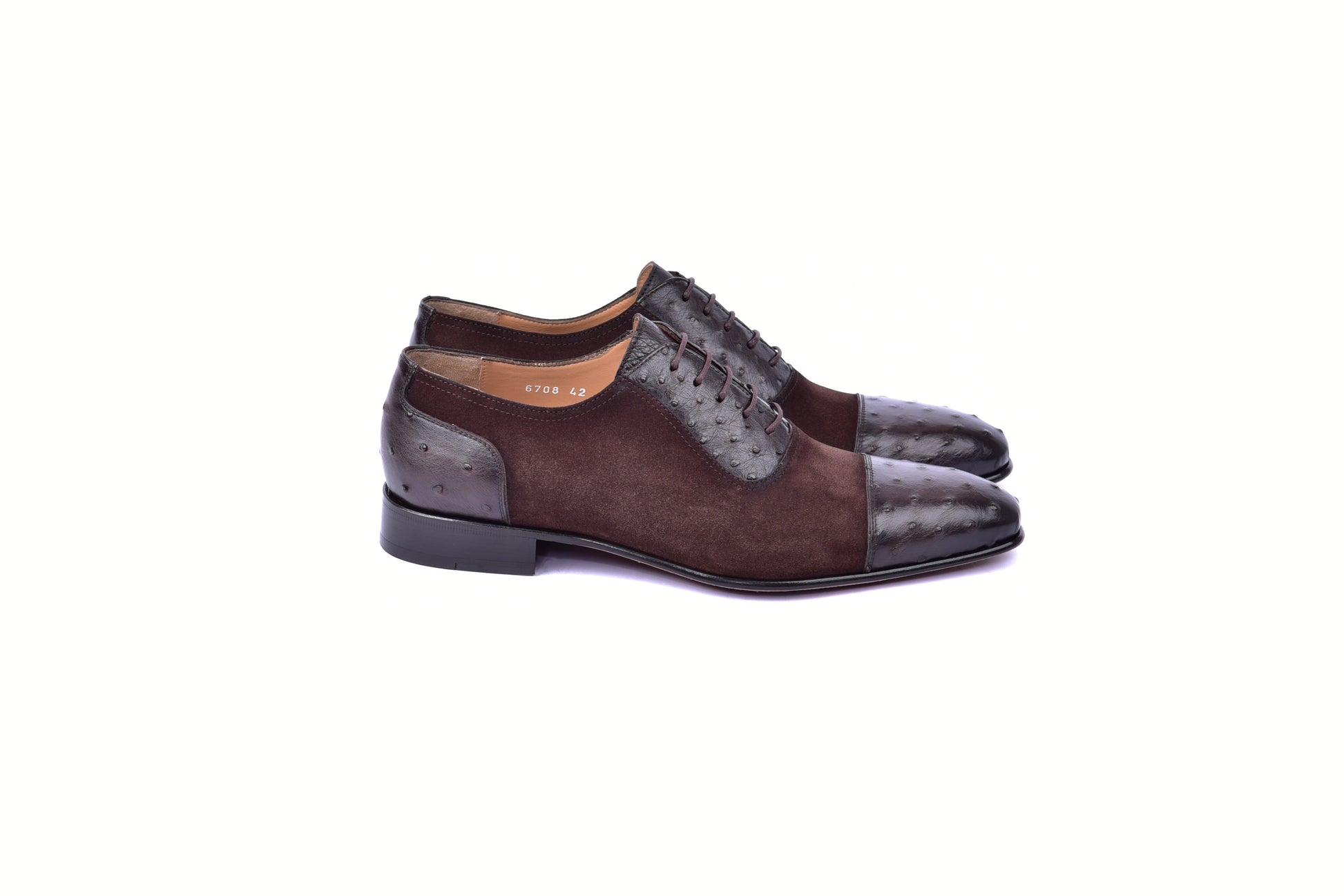C00014-6708 Cap toe Ostrich-Brown Suede - Image 2