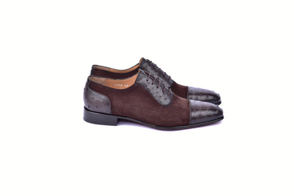 C00014-6708 Cap toe Ostrich-Brown Suede - Image 2