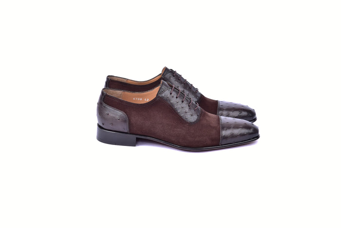 C00014-6708 Cap toe Ostrich-Brown Suede - Image 2