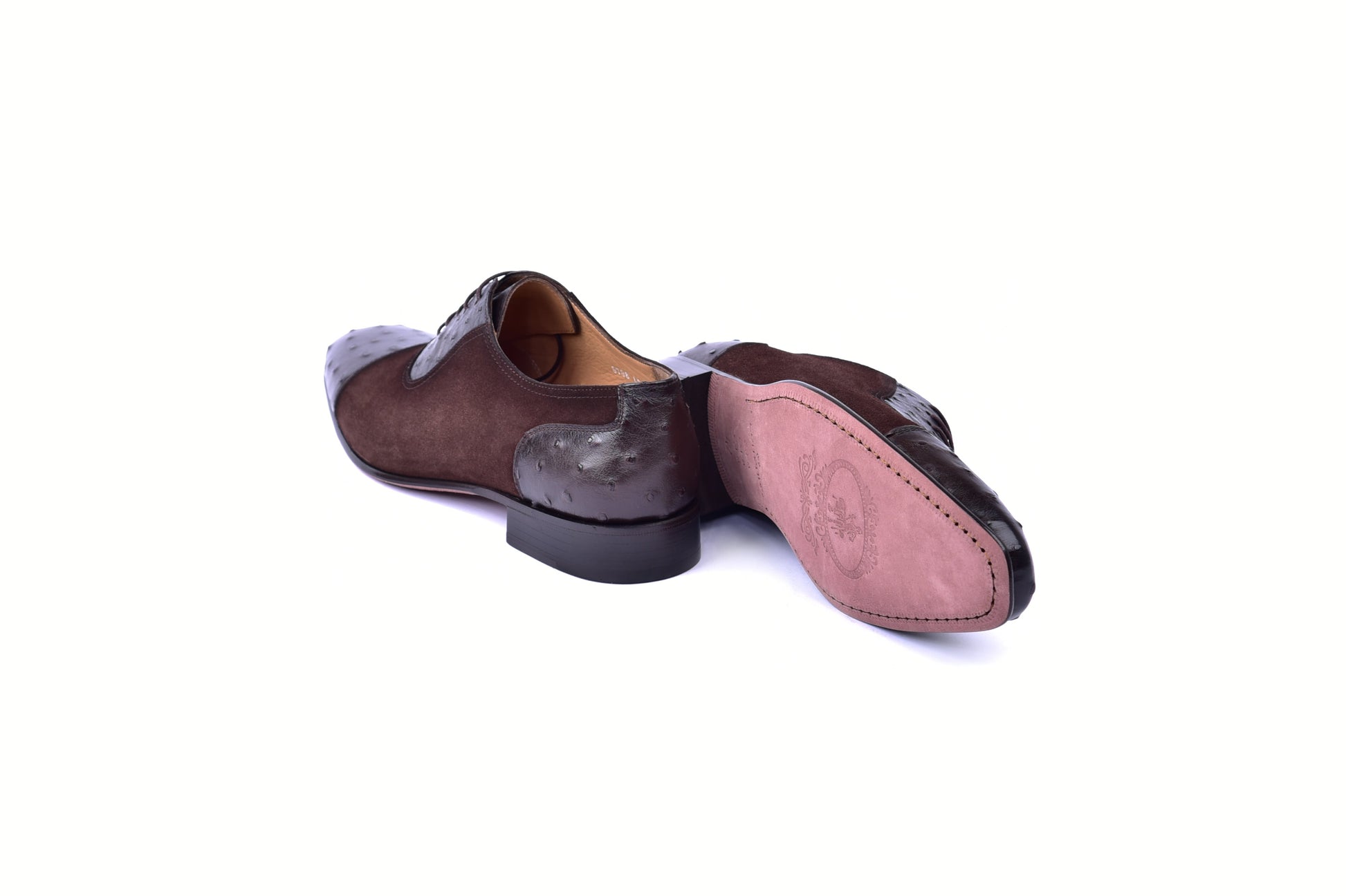C00014-6708 Cap toe Ostrich-Brown Suede - Image 3