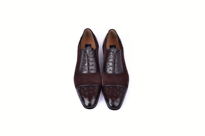 C00014-6708 Cap toe Ostrich-Brown Suede - Image 4