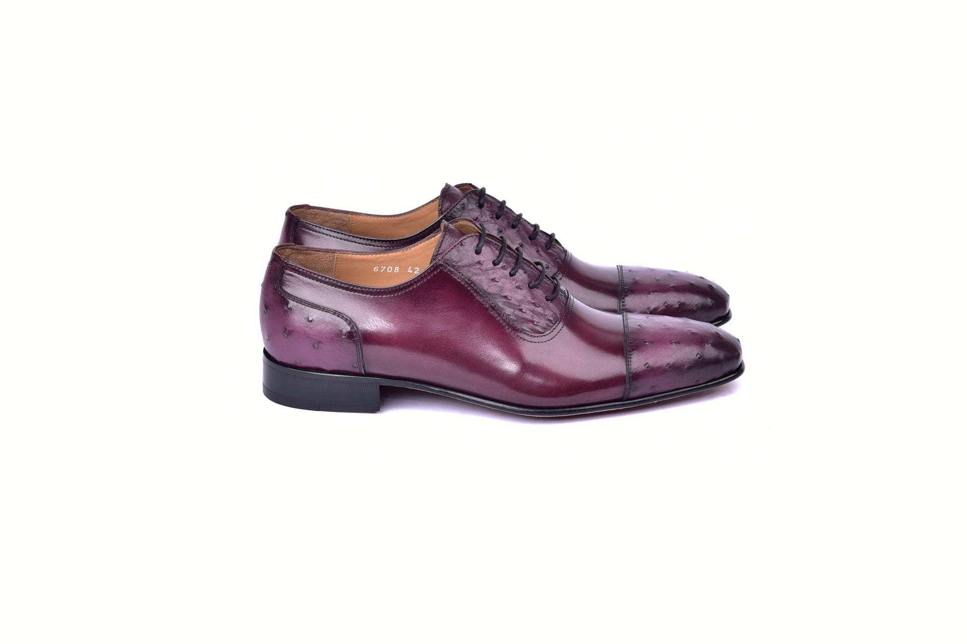C00013-6708 Cap toe Ostrich-Burgundy - Image 2