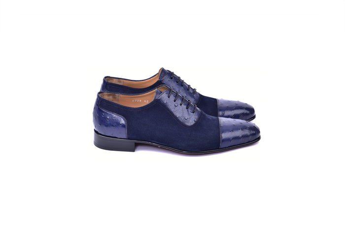 C00015-6708 Cap toe Ostrich-Navy Suede - Image 2