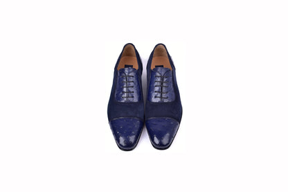 C00015-6708 Cap toe Ostrich-Navy Suede - Image 4