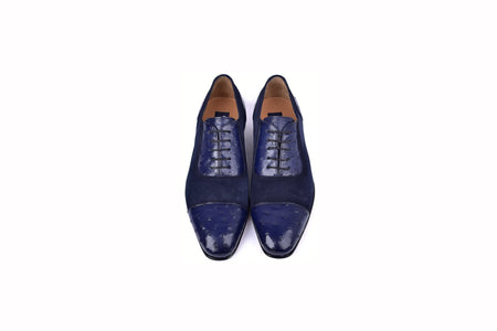 C00015-6708 Cap toe Ostrich-Navy Suede