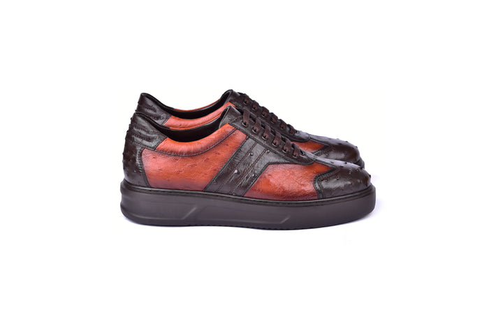 C001302-6988 Full Ostrich Sneaker- Brown - Image 2