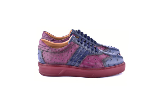 C0013021-6988 Full Ostrich Sneaker- Navy-Burgundy - Image 2