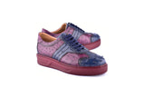 C0013021-6988 Full Ostrich Sneaker- Navy-Burgundy
