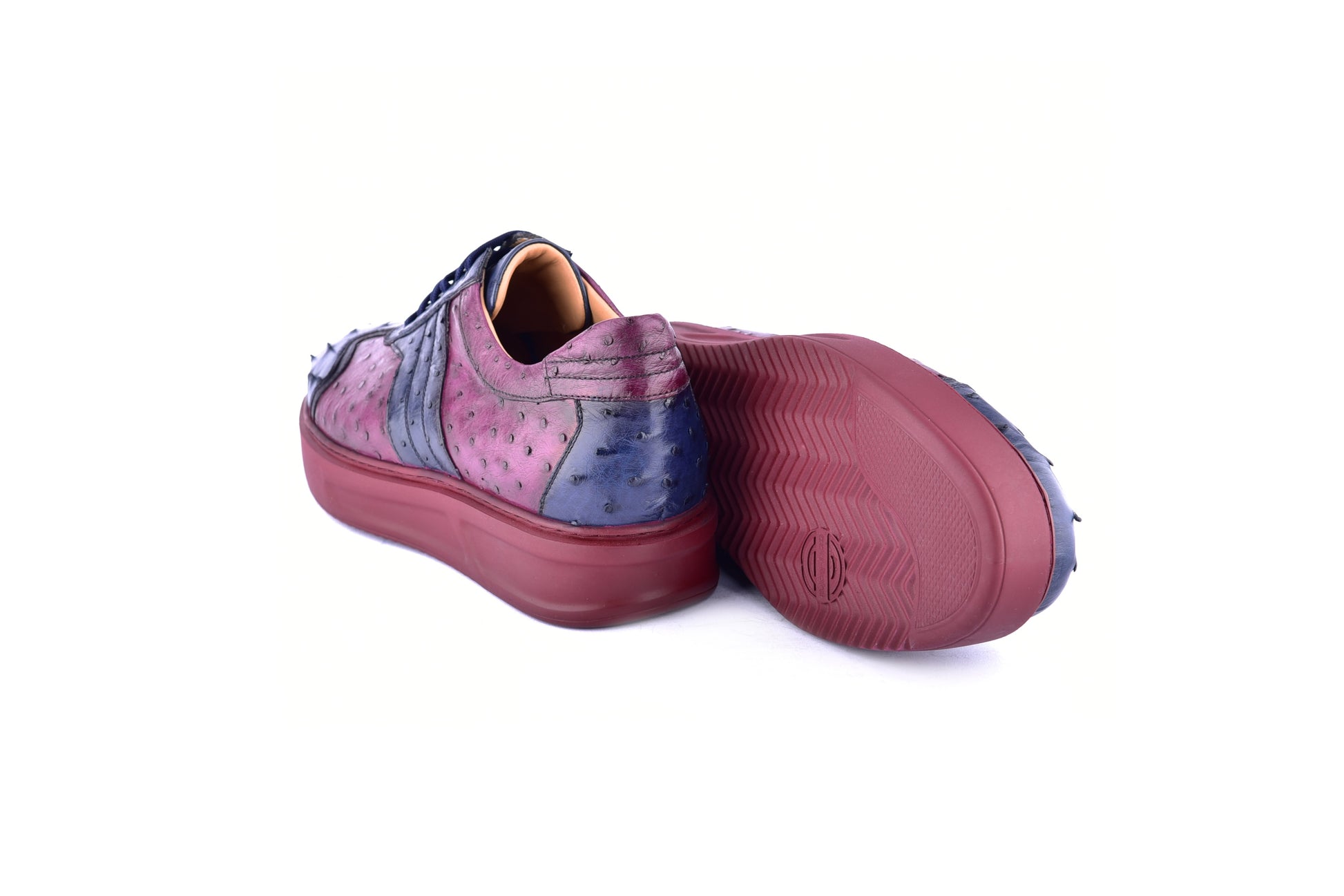 C0013021-6988 Full Ostrich Sneaker- Navy-Burgundy - Image 3