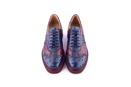 C0013021-6988 Full Ostrich Sneaker- Navy-Burgundy - Image 4