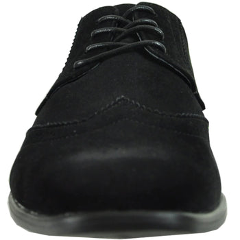 Mens Vegan Suede Wedding & Prom Wingtip Lace Up Dress Shoe in Black