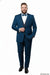 Men’s Teal Blue Tuxedo – 3-Piece Formal Suit with Satin Shawl Lapel, Vest, and Pants in Saphire Cobalt Blue Color