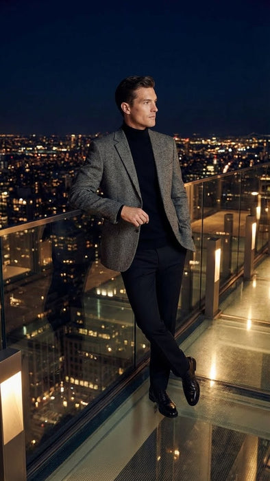 Men’s Grey Tweed Herringbone Sport Coat - Gray Mens Blazer Suit Jacket