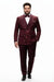 Men’s Burgundy Floral Jacquard Tuxedo Dinner Jacket – Paisley Velvet Lapel Formal Wear for Wedding and Prom