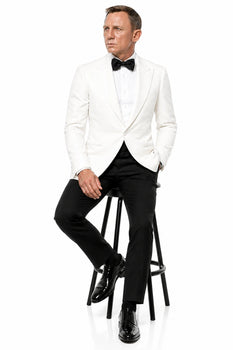 Men’s Pure White Dinner Jacket Blazer – James Bond Style Formal Tuxedo Blazer for Wedding, Black Tie & Evening Wear