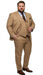 Men's Tan Three-Piece Suit with Vest – Classic Tailored Fit  in camel khaki Bronze color By Rossiman