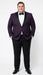 Men’s Eggplant Plum Purple Tuxedo Blazer with Satin Lapel, White Tuxedo Shirt and Matching Purple Bow Tie - Slim Fitted - Prom wedding Suit With Pants